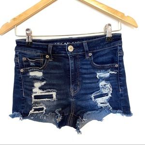 AE Ne(x)t Level Stretch distressed Hi-Rise Shortie Jean Shorts Size 2